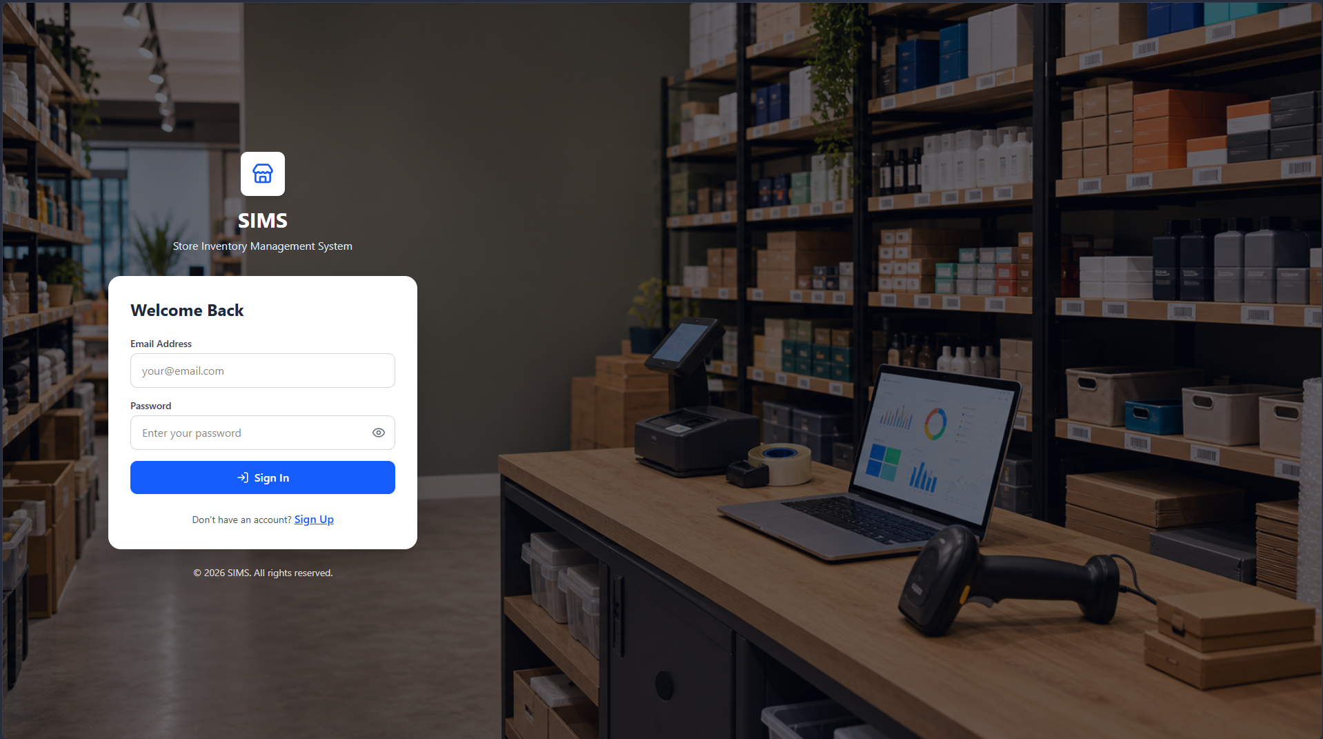Store Inventory Management System sign-in screen